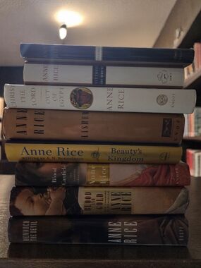 Anne Rice Hardcover Book Stack - Yellow, Brown, White, Blue, Tan Spines